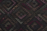 Flat Weave Kilim Antique Navaho Vintage handmade Geometric Kilim Black Brown Hand-Woven Rectangle 100% Wool Area Rug 6x8 