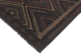 Flat Weave Kilim Antique Navaho Vintage handmade Geometric Kilim Black Green Hand-Woven Rectangle 100% Wool Area Rug 5x8 