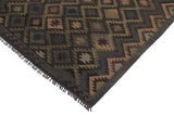 Flat Weave Kilim Antique Navaho Vintage handmade Geometric Kilim Black Blue Hand-Woven Rectangle 100% Wool Area Rug 6x10 