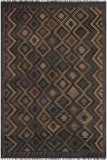 Flat Weave Kilim Antique Navaho Vintage handmade Geometric Kilim Black Blue Hand-Woven Rectangle 100% Wool Area Rug 6x10 