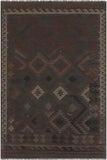 Flat Weave Kilim Antique Navaho Vintage handmade Geometric Kilim Brown Blue Hand-Woven Rectangle 100% Wool Area Rug 6x10 