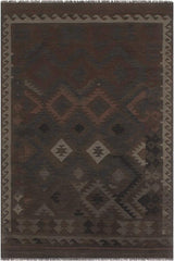 Flat Weave Kilim Antique Navaho Vintage handmade Geometric Kilim Brown Blue Hand-Woven Rectangle 100% Wool Area Rug 6x10 