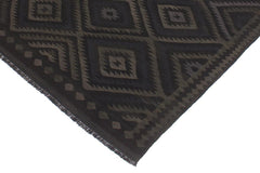 Flat Weave Kilim Antique Navaho Vintage handmade Geometric Kilim Black Blue Hand-Woven Rectangle 100% Wool Area Rug 6x8 