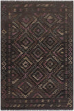 Flat Weave Kilim Antique Navaho Vintage handmade Geometric Kilim Black Brown Hand-Woven Rectangle 100% Wool Area Rug 5x8 