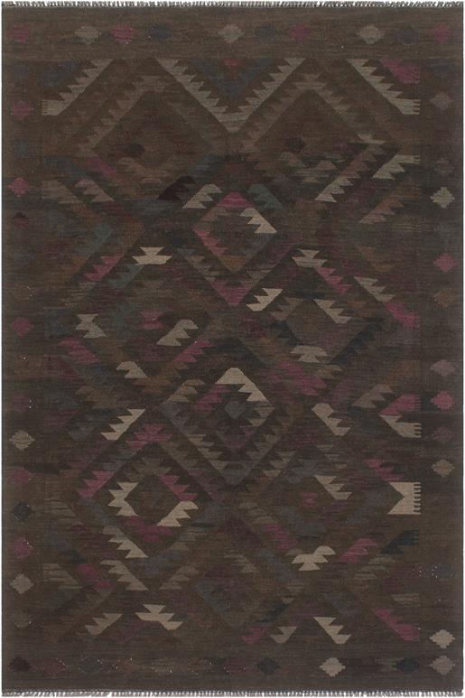 Flat Weave Kilim Antique Navaho Vintage handmade Geometric Kilim Brown Blue Hand-Woven Rectangle 100% Wool Area Rug 6x8 