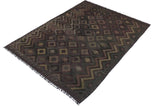 Flat Weave Kilim Antique Navaho Vintage handmade Geometric Kilim Purple Green Hand-Woven Rectangle 100% Wool Area Rug 6x10 