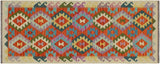 Retro Turkish Kilim Kelly Hand-Woven Wool Runner - 2'7'' x 6'5''