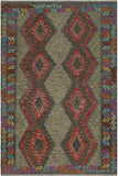 Flat Weave Kilim Antique Navaho Vintage handmade Geometric Kilim Red Charcoal Hand-Woven Rectangle 100% Wool Area Rug 6x8 