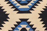 Flat Weave Kilim Antique Navaho Vintage handmade Modern Kilim Beige Blue Hand-Woven Rectangle 100% Wool Area Rug 6x9 