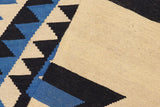 Flat Weave Kilim Antique Navaho Vintage handmade Modern Kilim Beige Blue Hand-Woven Rectangle 100% Wool Area Rug 6x9 