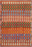 Flat Weave Kilim Antique Navaho Vintage handmade Modern Kilim Rust Blue Hand-Woven Rectangle 100% Wool Area Rug 8x10 