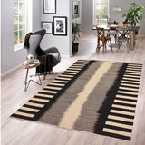 Flat Weave Kilim Antique Navaho Vintage handmade Modern Kilim Beige Black Hand-Woven Rectangle 100% Wool Area Rug 8x10 