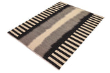 Flat Weave Kilim Antique Navaho Vintage handmade Modern Kilim Beige Black Hand-Woven Rectangle 100% Wool Area Rug 8x10 