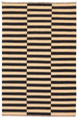 Flat Weave Kilim Antique Navaho Vintage handmade Modern Kilim Beige Black Hand-Woven Rectangle 100% Wool Area Rug 6x8 