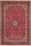 Vintage Antique Kashan Wong Red Purple Hand Knotted Wool Rug- 9'11'' x 13'0''