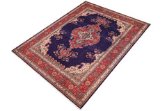 Traditional handmade Persian vintage distressed Blue Red Hand Knotted RECTANGLE 100% WOOL area rug 10 x 13