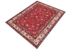 Traditional handmade Persian vintage distressed Red Beige Hand Knotted RECTANGLE 100% WOOL area rug 9 x 12