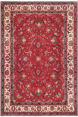 Traditional handmade Persian vintage distressed Red Beige Hand Knotted RECTANGLE 100% WOOL area rug 9 x 12