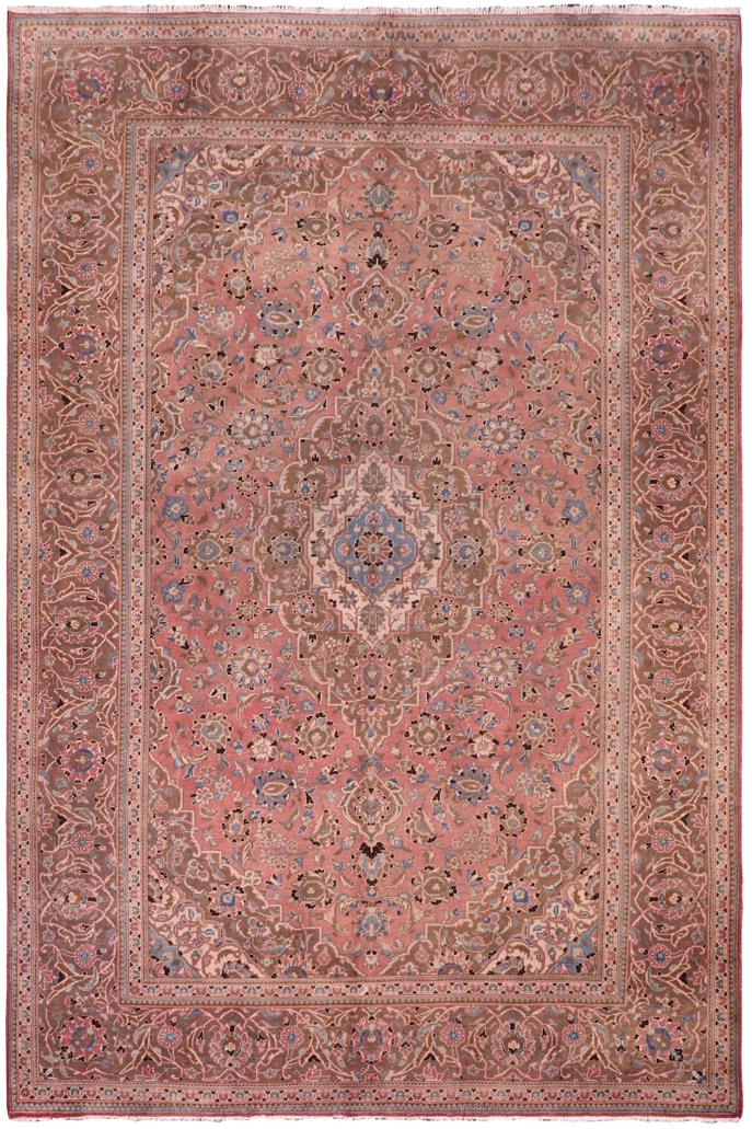 Traditional handmade Persian vintage distressed Pink Brown Hand Knotted RECTANGLE 100% WOOL area rug 8 x 12