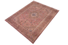 Traditional handmade Persian vintage distressed Pink Brown Hand Knotted RECTANGLE 100% WOOL area rug 8 x 12