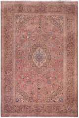 Traditional handmade Persian vintage distressed Pink Brown Hand Knotted RECTANGLE 100% WOOL area rug 8 x 12