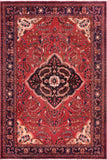 Vintage Antique Tabriz West Red Blue Hand Knotted Wool Rug- 7'5'' x 10'3''