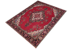 Traditional handmade Persian vintage distressed Red Purple Hand Knotted RECTANGLE 100% WOOL area rug 10 x 13