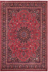 Traditional handmade Persian vintage distressed Red Blue Hand Knotted RECTANGLE 100% WOOL area rug 10 x 13