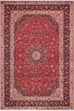 Vintage Antique Kashan Davidson Red Purple Hand Knotted Wool Rug- 9'7'' x 13'7''