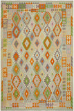 Southwestern Turkish Kilim Stone Hand-Woven Wool Rug - 8'1'' x 9'10''