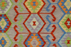 Flat Weave Kilim Antique Navaho Vintage handmade Geometric Kilim Purple Rust Hand-Woven Rectangle 100% Wool Area Rug 7x10 