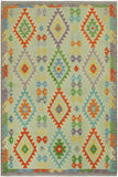 Tribal Turkish Kilim Newman Hand-Woven Wool Rug - 4'11'' x 6'4''