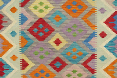 Flat Weave Kilim Antique Navaho Vintage handmade Geometric Kilim Purple Blue Hand-Woven Rectangle 100% Wool Area Rug 5x7 