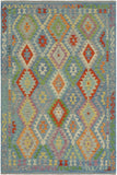 Tribal Turkish Kilim Spencer Hand-Woven Wool Rug - 5'2'' x 6'8''