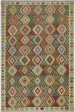 Rustic Turkish Kilim Patterso Hand-Woven Wool Rug - 9'1'' x 12'0''