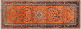 Vintage Antique Tabriz Berry Orange Brown Hand Knotted Wool Runner- 3'9'' x 10'0''