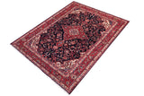 handmade Traditional Kashan Blue Red Hand Knotted RECTANGLE 100% Wool Pile area rug 4x6