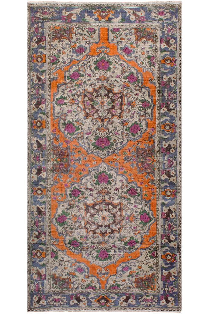 handmade Vintage Tabriz Orange Blue Hand Knotted RUNNER 100% WOOL area rug 5x10