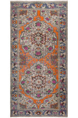 handmade Vintage Tabriz Orange Blue Hand Knotted RUNNER 100% WOOL area rug 5x10