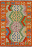 Tribal Turkish Kilim Payten Hand-Woven Wool Rug - 3'4'' x 4'9''