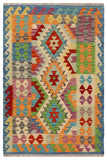 Rustic Turkish Kilim Abbigail Hand-Woven Wool Rug - 3'4'' x 4'9''