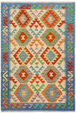 Bohemian Turkish Kilim Adonis Hand-Woven Wool Rug - 3'4'' x 4'11''