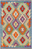 Rustic Turkish Kilim Joslyn Hand-Woven Wool Rug - 3'5'' x 5'3''