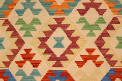 Flat Weave Kilim Antique Navaho Vintage handmade Geometric Kilim Beige Rust Hand-Woven Rectangle 100% Wool Area Rug 4x6 