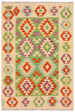 Rustic Turkish Kilim Melany Hand-Woven Wool Rug - 3'4'' x 4'9''