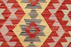 Flat Weave Kilim Antique Navaho Vintage handmade Geometric Kilim Red Blue Hand-Woven Rectangle 100% Wool Area Rug 2x2 