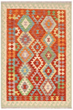 Tribal Turkish Kilim Eden Hand-Woven Wool Rug - 4'2'' x 5'11''