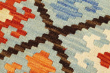 Flat Weave Kilim Antique Navaho Vintage handmade Geometric Kilim Blue Rust Hand-Woven Rectangle 100% Wool Area Rug 4x6 