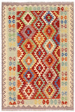 Southwestern Turkish Kilim Diamond Hand-Woven Wool Rug - 4'3'' x 6'0''