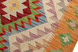 Flat Weave Kilim Antique Navaho Vintage handmade Geometric Kilim Beige Blue Hand-Woven Rectangle 100% Wool Area Rug 3x4 